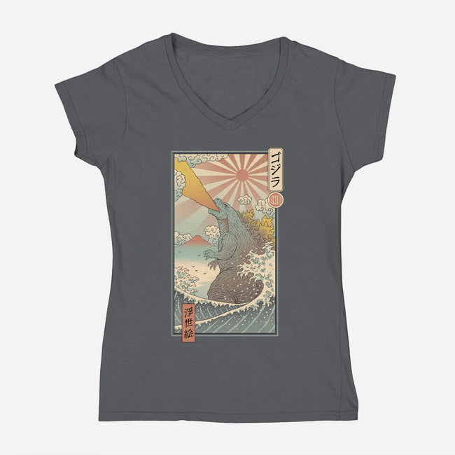 King Kaiju Ukiyo-E-womens v-neck tee-vp021