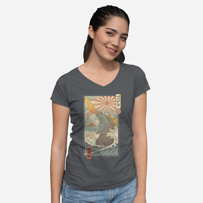 King Kaiju Ukiyo-E-womens v-neck tee-vp021