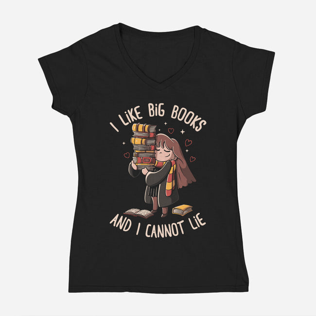 I Like Big Books-womens v-neck tee-eduely