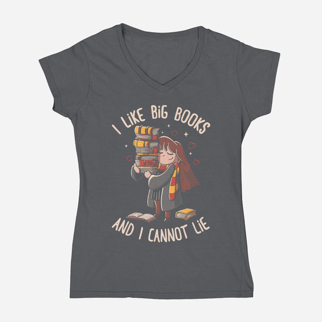 I Like Big Books-womens v-neck tee-eduely