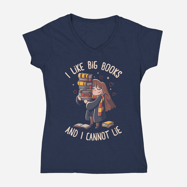 I Like Big Books-womens v-neck tee-eduely