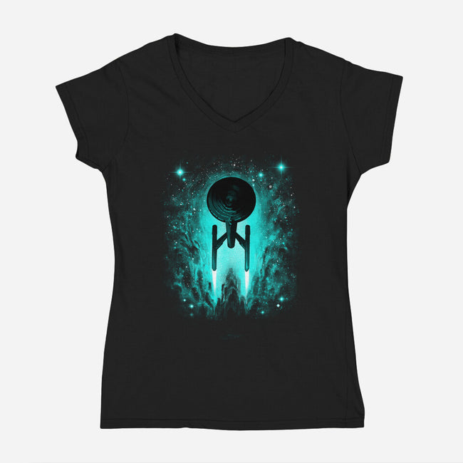 Voyages In Space-womens v-neck tee-alemaglia