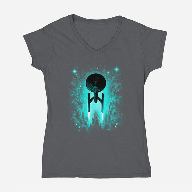 Voyages In Space-womens v-neck tee-alemaglia