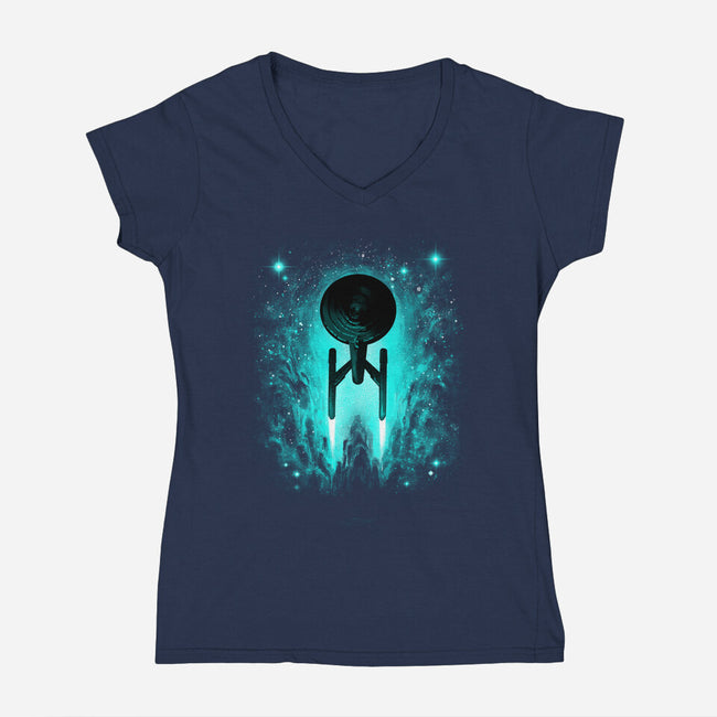 Voyages In Space-womens v-neck tee-alemaglia