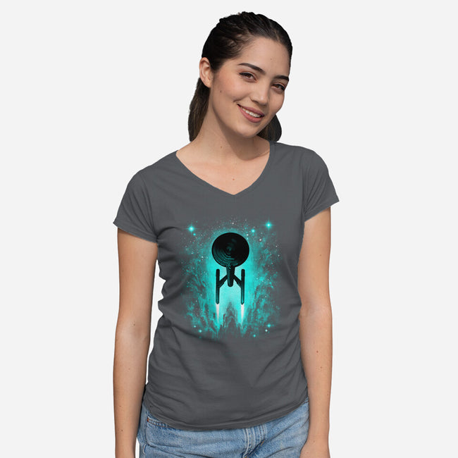 Voyages In Space-womens v-neck tee-alemaglia