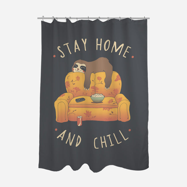 Stay Home And Chill-none polyester shower curtain-vp021