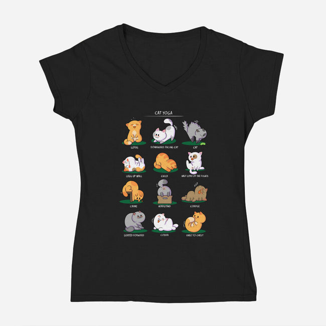 Cat Yoga-womens v-neck tee-queenmob