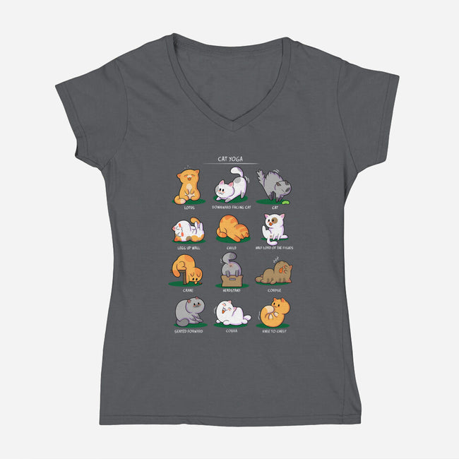Cat Yoga-womens v-neck tee-queenmob