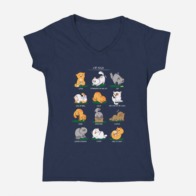 Cat Yoga-womens v-neck tee-queenmob