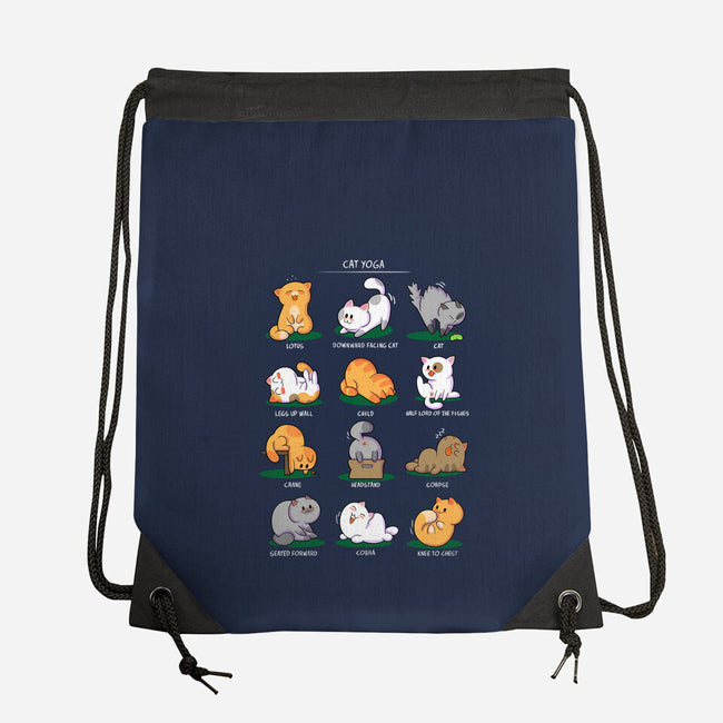 Cat Yoga-none drawstring bag-queenmob