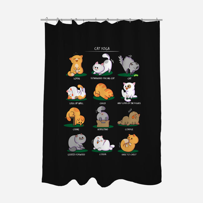 Cat Yoga-none polyester shower curtain-queenmob