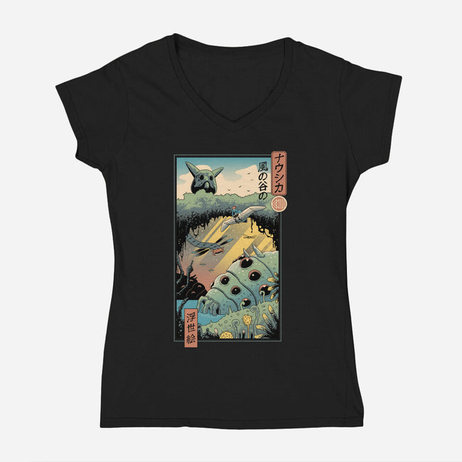 Ukiyo-E Wind Valley-womens v-neck tee-vp021