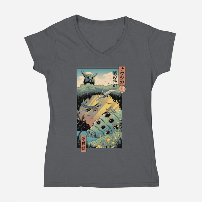 Ukiyo-E Wind Valley-womens v-neck tee-vp021
