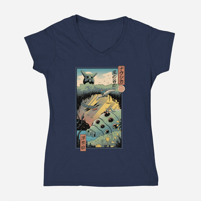 Ukiyo-E Wind Valley-womens v-neck tee-vp021