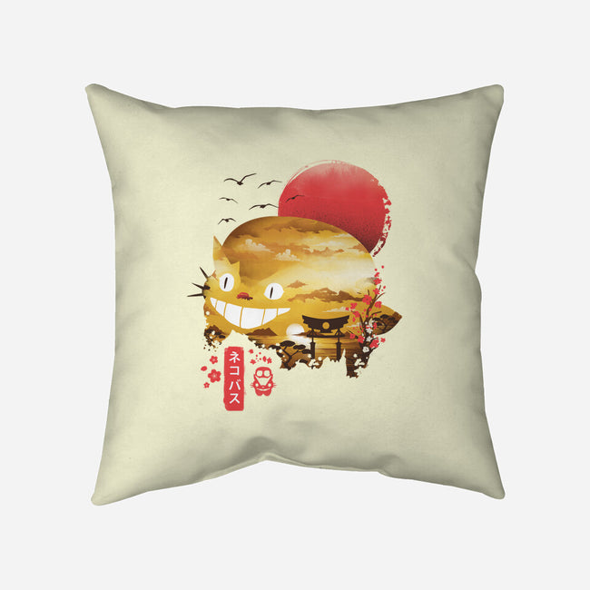 Ukiyo-E Catbus-none removable cover w insert throw pillow-dandingeroz