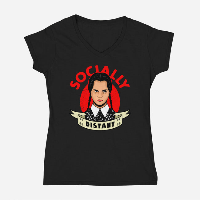 Socially Distant Girl-womens v-neck tee-Boggs Nicolas