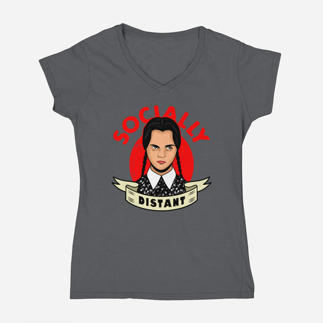 Socially Distant Girl-womens v-neck tee-Boggs Nicolas
