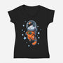 Catstronaut-womens v-neck tee-DoOomcat