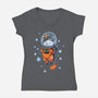 Catstronaut-womens v-neck tee-DoOomcat