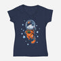 Catstronaut-womens v-neck tee-DoOomcat