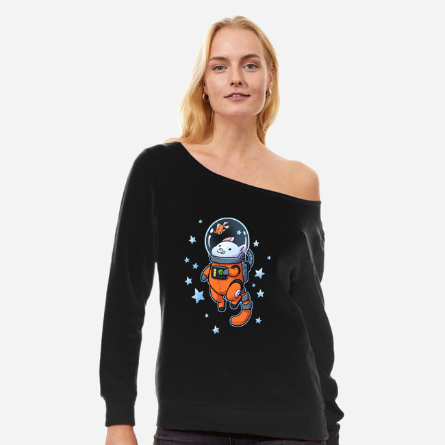 Catstronaut-womens off shoulder sweatshirt-DoOomcat