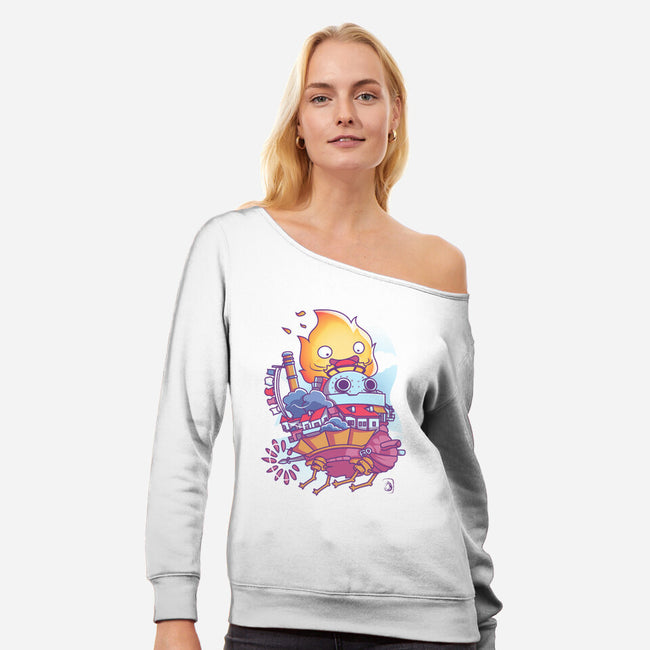 Driver On Fire-womens off shoulder sweatshirt-Donnie