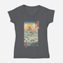 Ukiyo-E By The Sea-womens v-neck tee-vp021