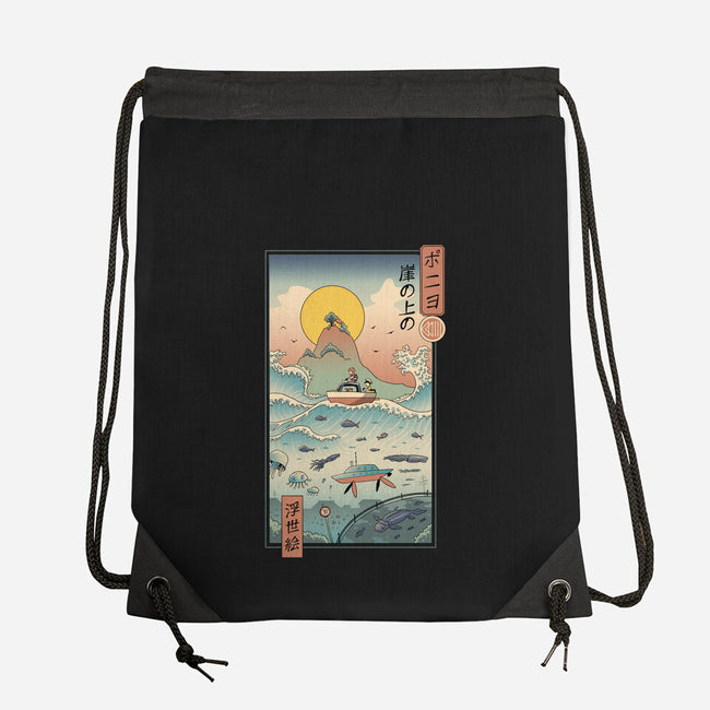 Ukiyo-E By The Sea-none drawstring bag-vp021