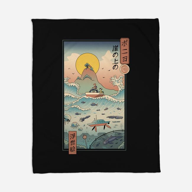 Ukiyo-E By The Sea-none fleece blanket-vp021
