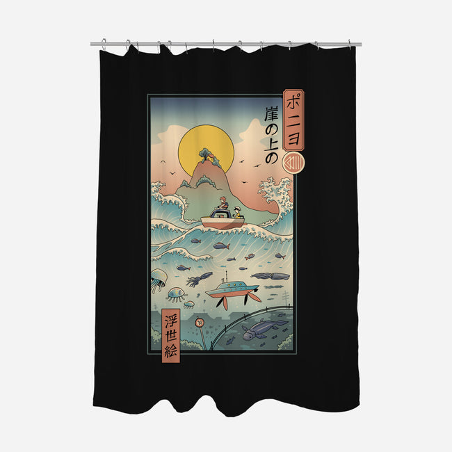 Ukiyo-E By The Sea-none polyester shower curtain-vp021