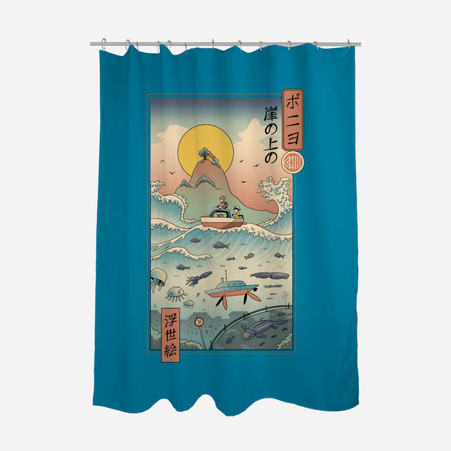 Ukiyo-E By The Sea-none polyester shower curtain-vp021