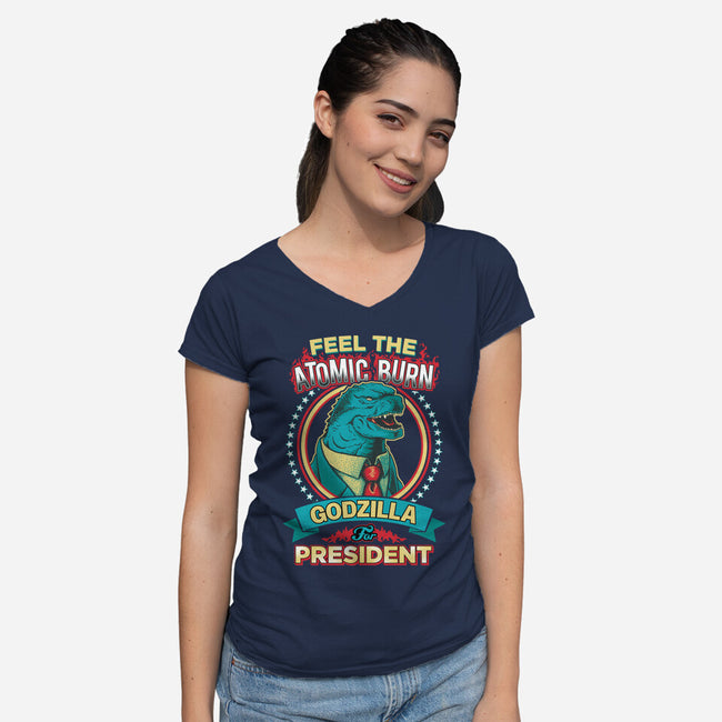 President Zilla-womens v-neck tee-DCLawrence
