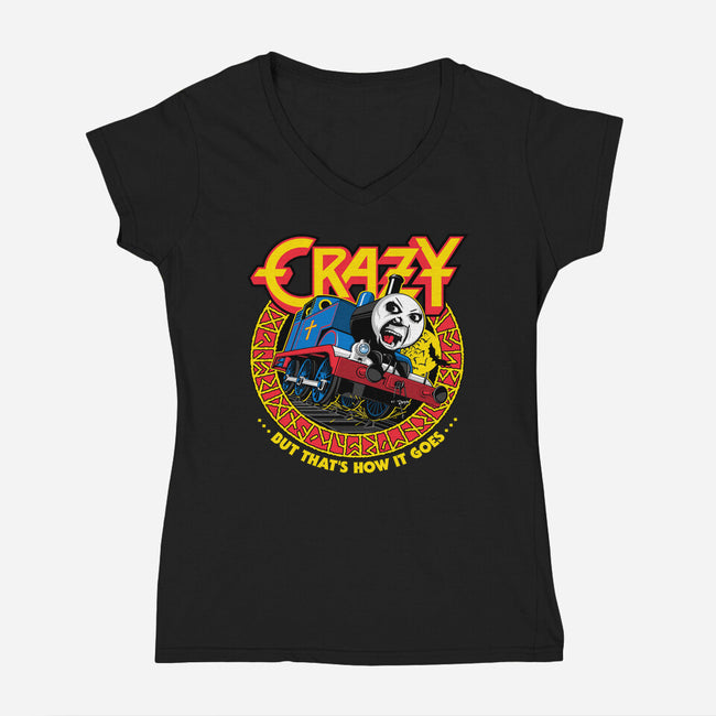 Crazy Tom-womens v-neck tee-CappO
