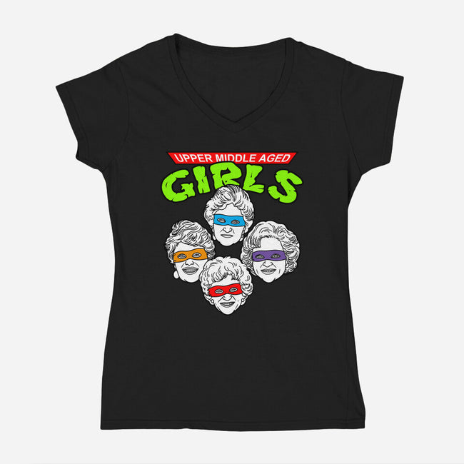 Upper Middle Aged Girls-womens v-neck tee-Boggs Nicolas