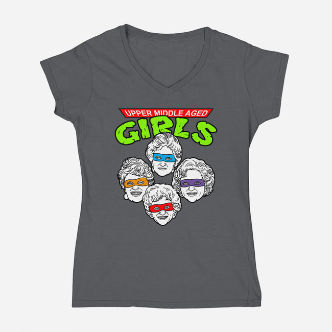 Upper Middle Aged Girls-womens v-neck tee-Boggs Nicolas