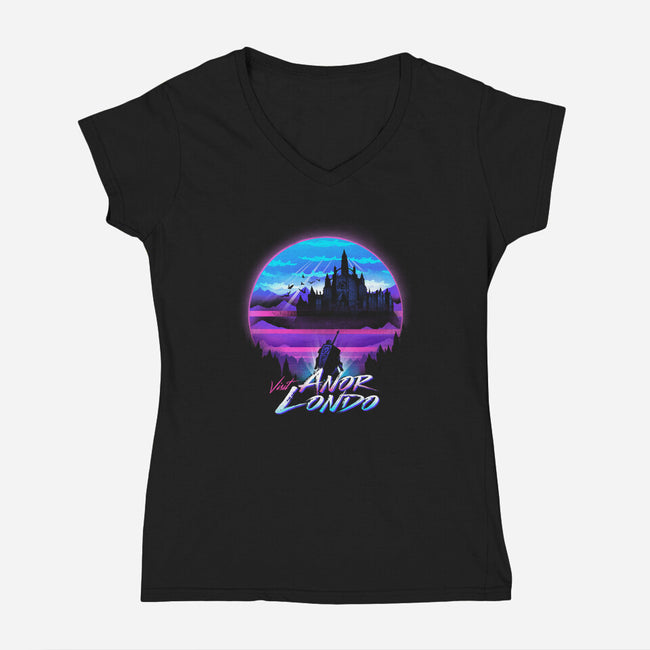 Anor Londo Postcard-womens v-neck tee-dandingeroz