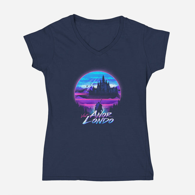 Anor Londo Postcard-womens v-neck tee-dandingeroz