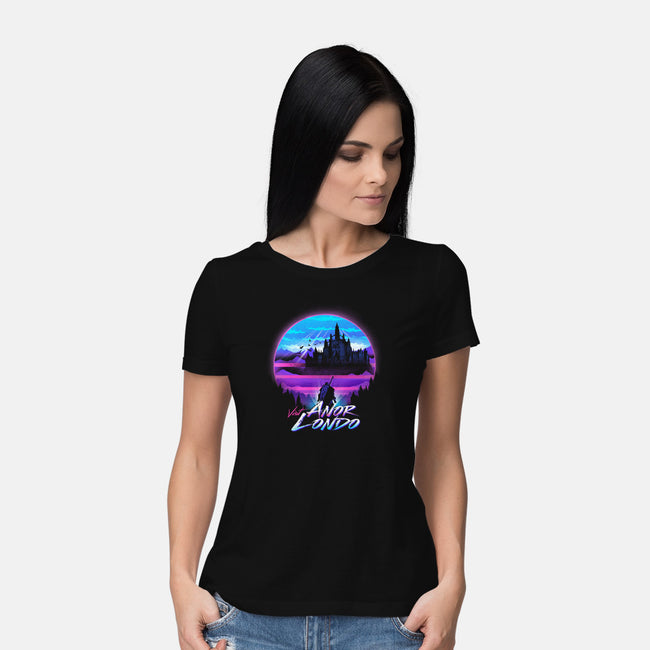 Anor Londo Postcard-womens basic tee-dandingeroz