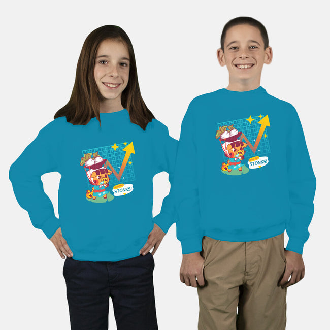 Turnip Stonks-youth crew neck sweatshirt-theteenosaur
