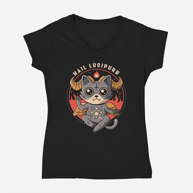 Hail Lucipurr-womens v-neck tee-eduely