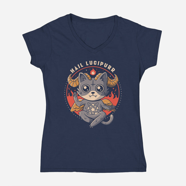 Hail Lucipurr-womens v-neck tee-eduely