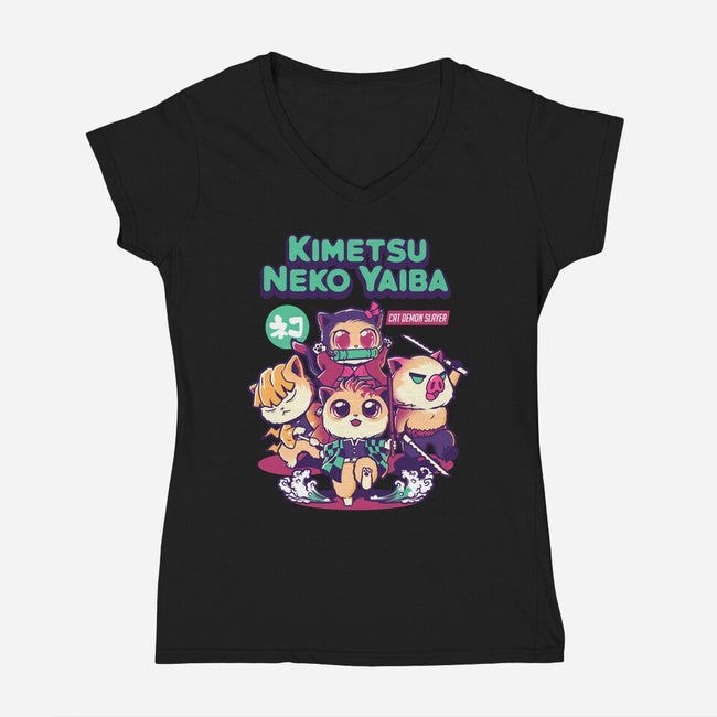Kimetsu Neko Yaiba-womens v-neck tee-wehkid