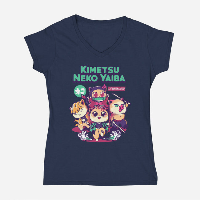 Kimetsu Neko Yaiba-womens v-neck tee-wehkid