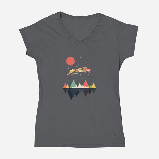 Wild as a Fox-womens v-neck tee-rocketman_art