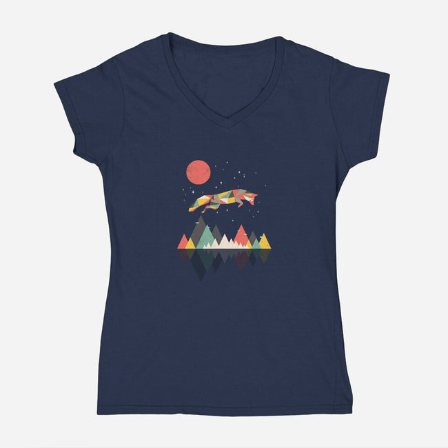 Wild as a Fox-womens v-neck tee-rocketman_art
