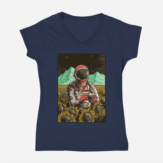Space Flowers-womens v-neck tee-artofvelazquez