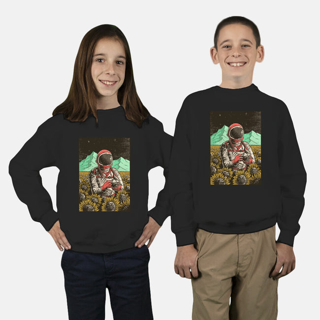 Space Flowers-youth crew neck sweatshirt-artofvelazquez