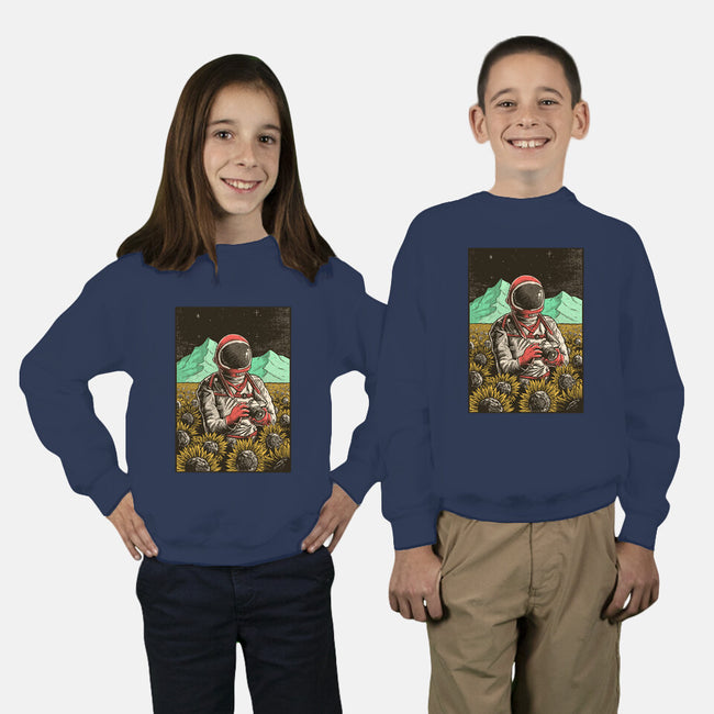 Space Flowers-youth crew neck sweatshirt-artofvelazquez
