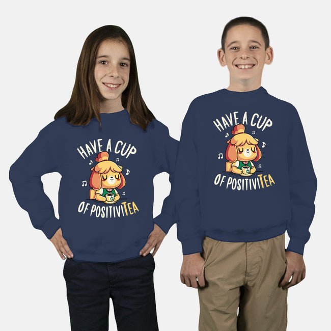 Cup of Positivitea-youth crew neck sweatshirt-Typhoonic