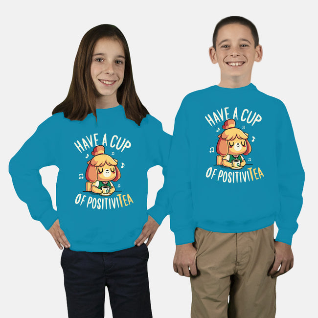 Cup of Positivitea-youth crew neck sweatshirt-Typhoonic